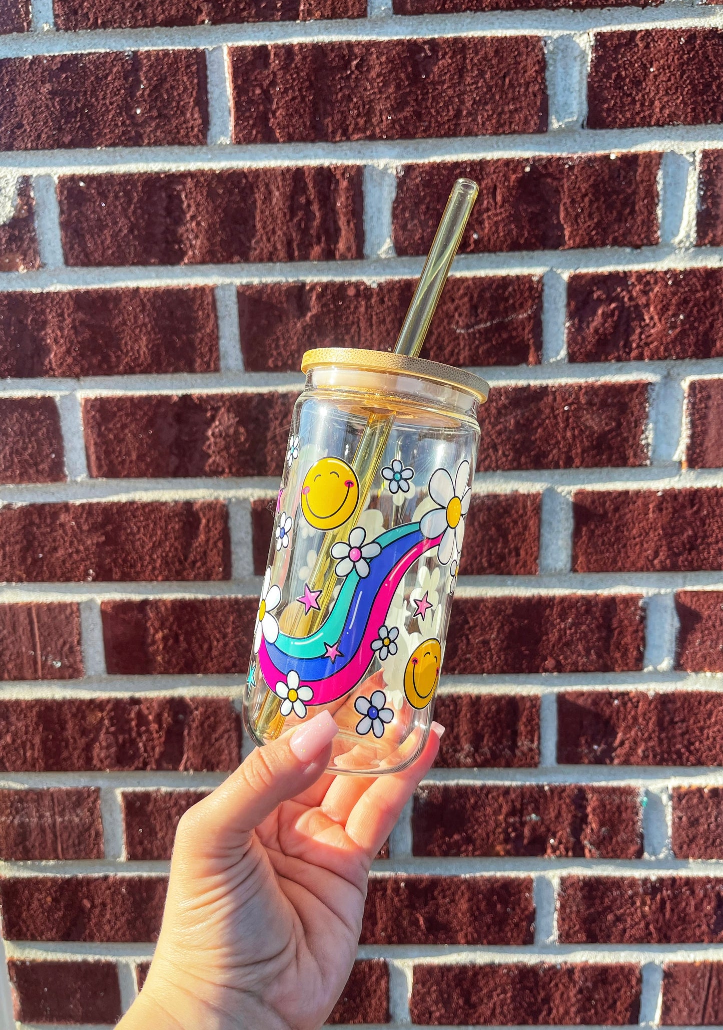 Sunshine & Rainbows- 16 oz Glass