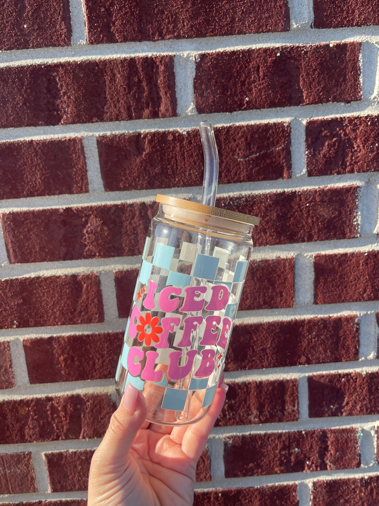 Iced Coffee Club (Blue)- 16 oz Glass