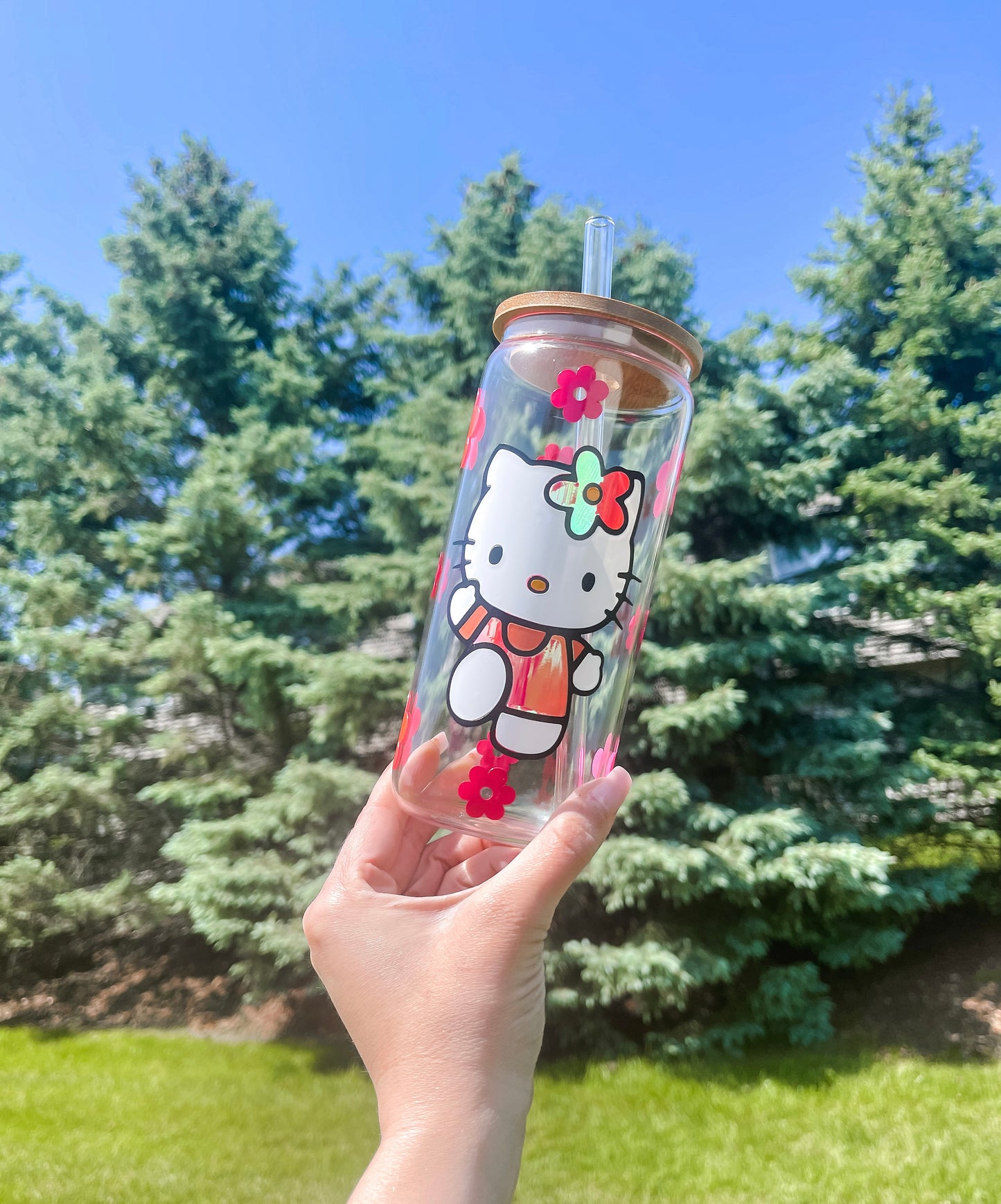 Summertime Hello Kitty- 20 oz glass