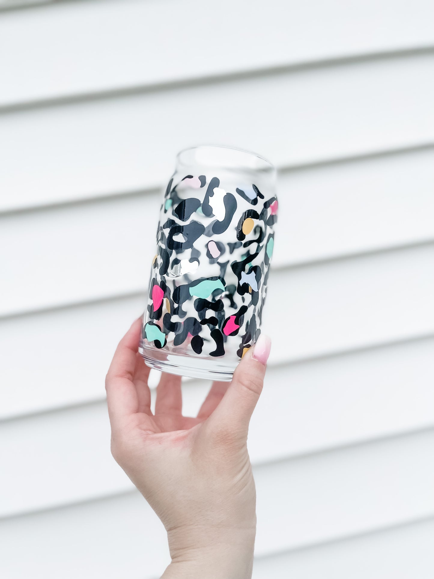 Colorful Leopard Print Glass