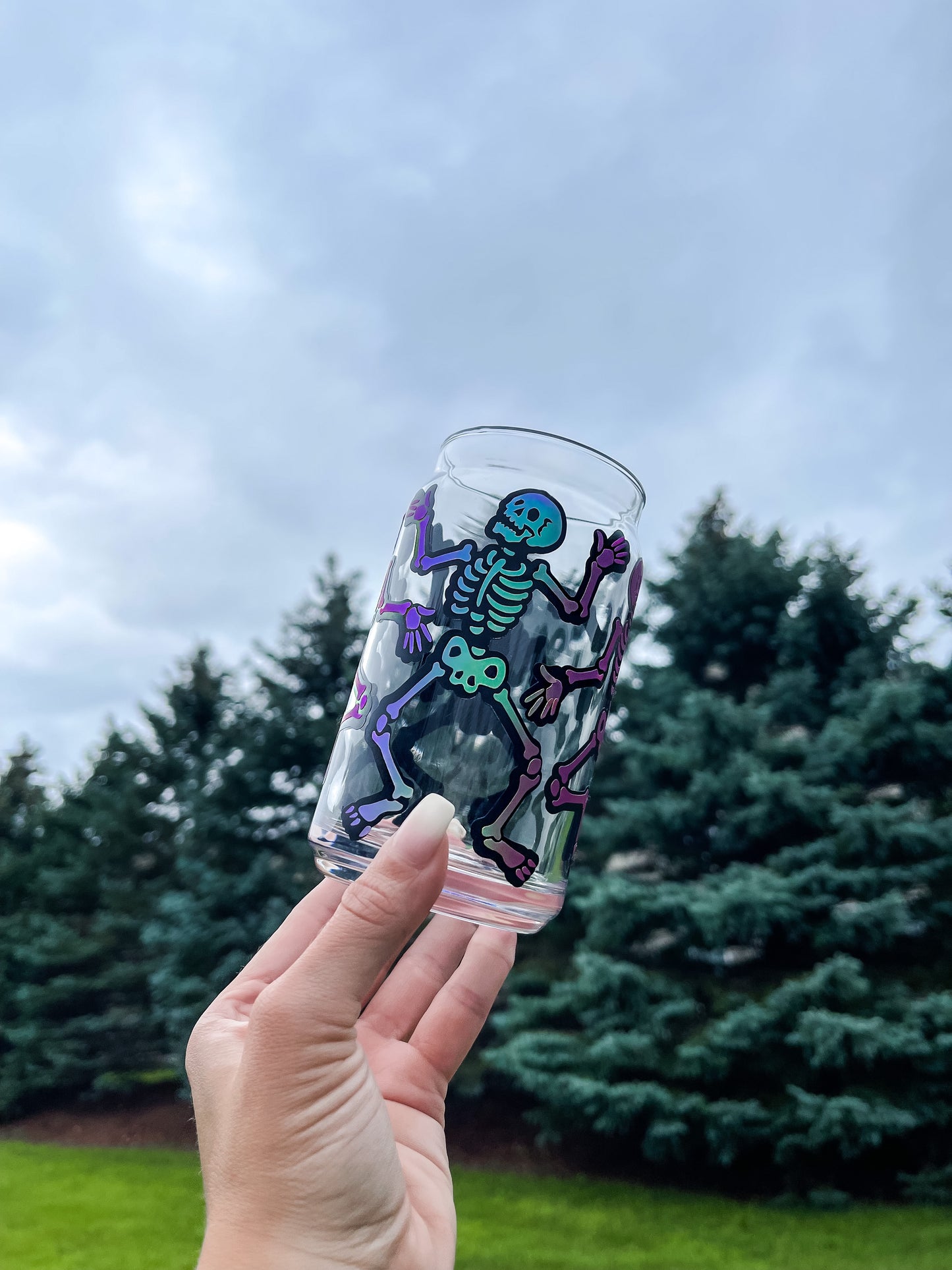 Spooky Skeleton- 16 oz Glass